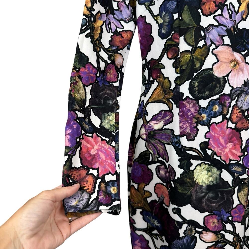 Cynthia Rowley Dress Womens 8 Multicolor Dark Florals Romantic Feminine Pencil - Picture 4 of 13
